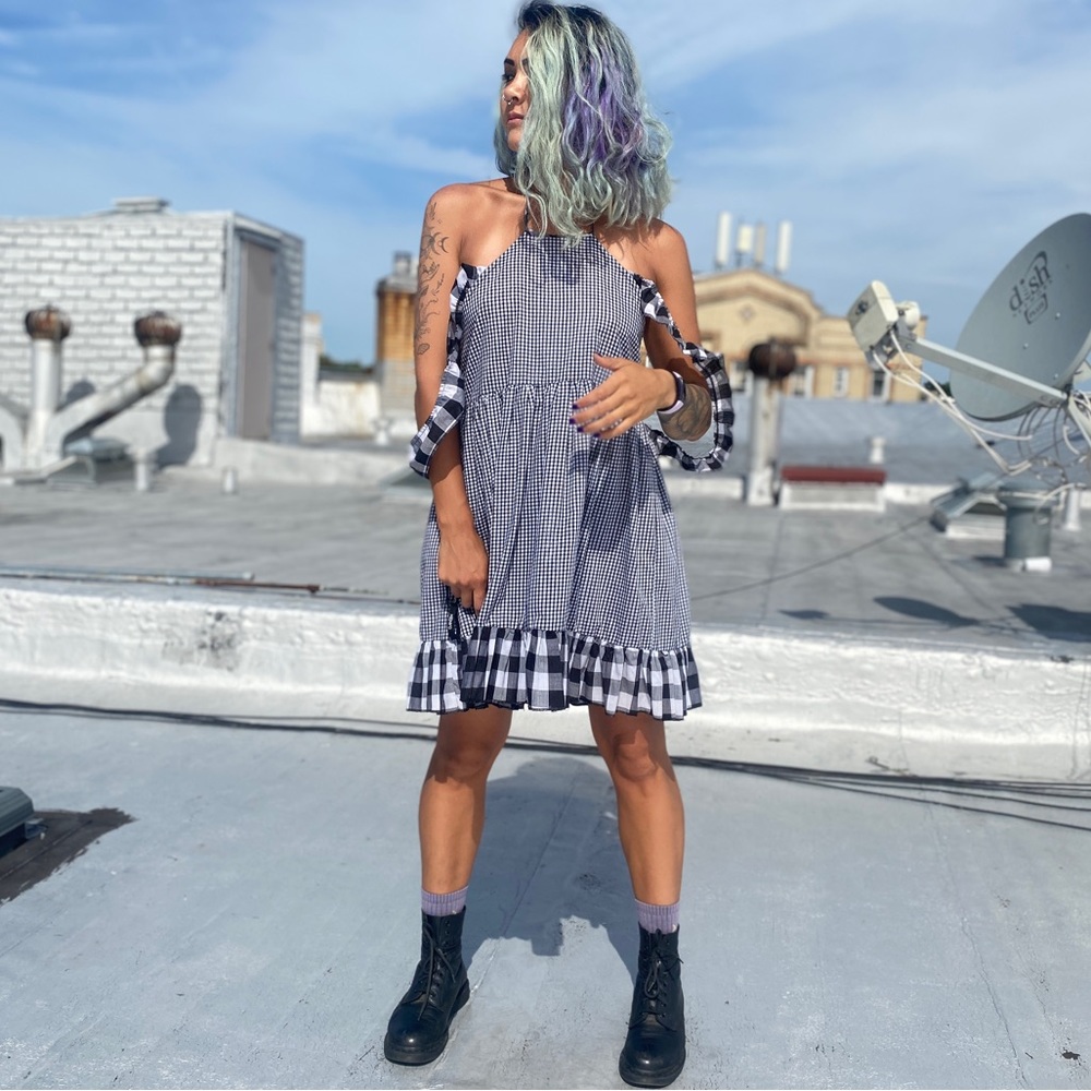 ASOS gingham halter dress